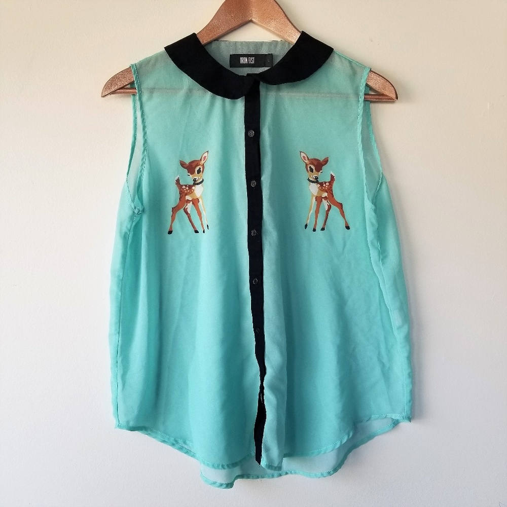 Iron First: Seafoam green sleeveless bambi top - L